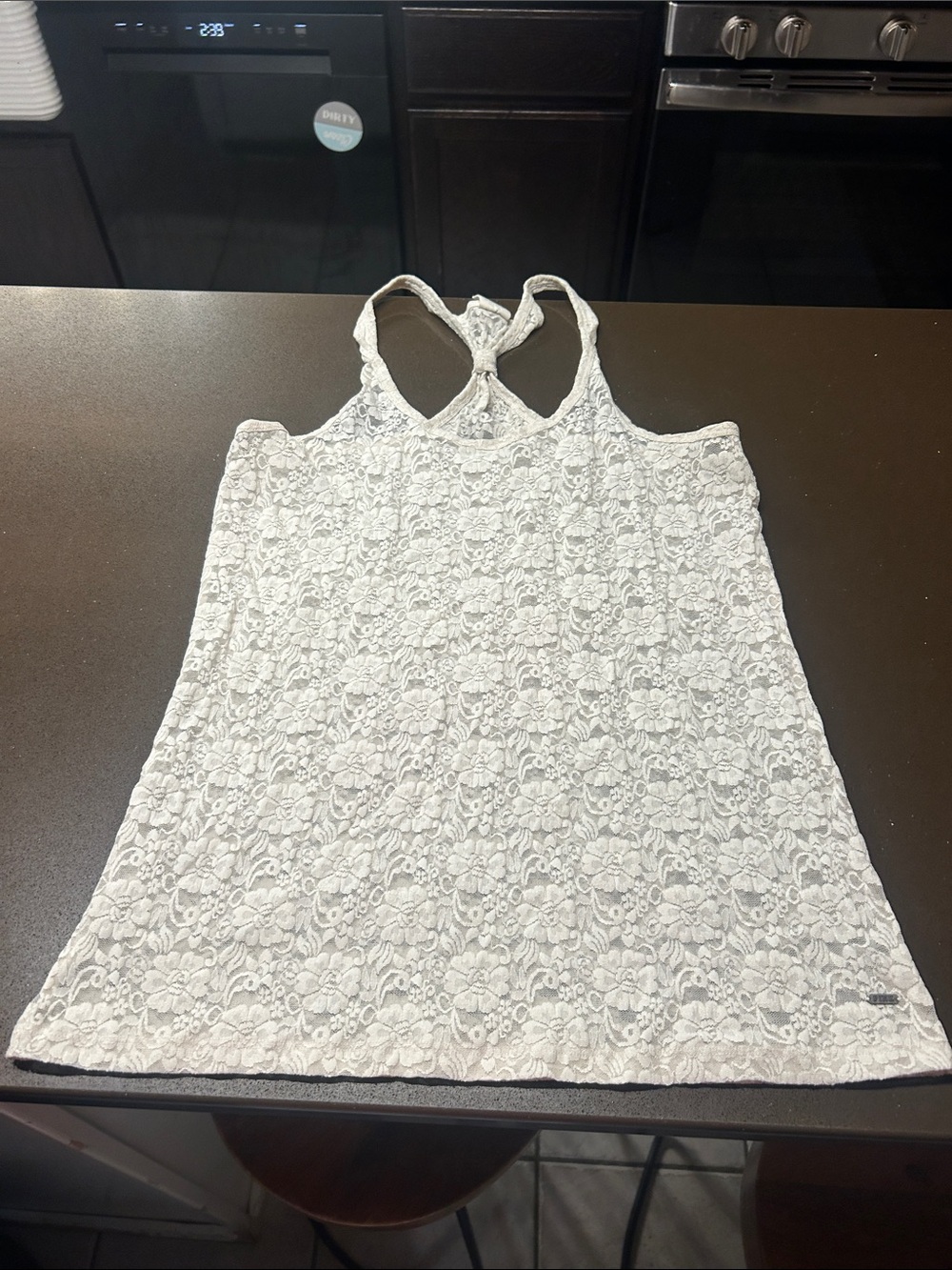 PINK Victoria's Secret White Lace Racerback Tank